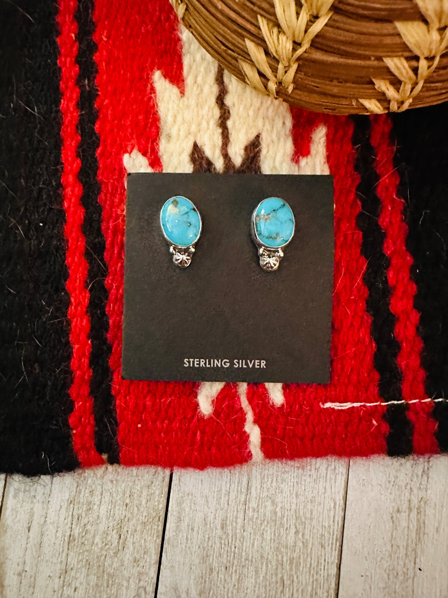 Navajo Sterling Silver & Morenci Turquoise Post Earrings