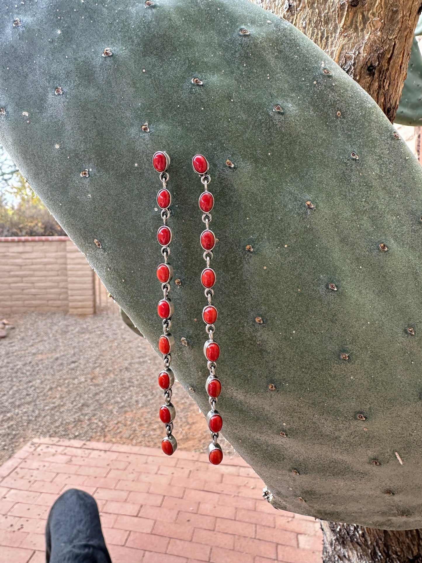 Cassidy Collection Handmade  Natural Coral and Sterling Silver Dangles