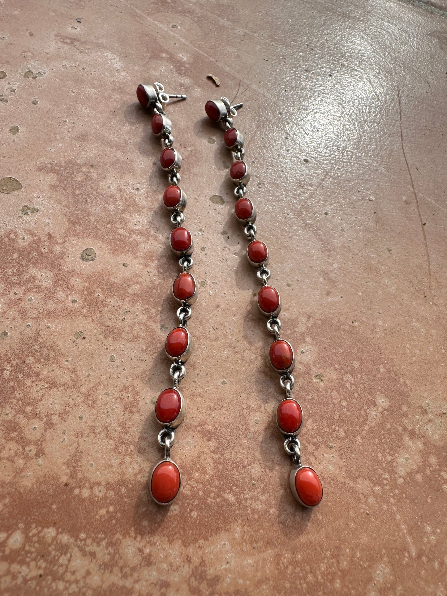 Cassidy Collection Handmade  Natural Coral and Sterling Silver Dangles