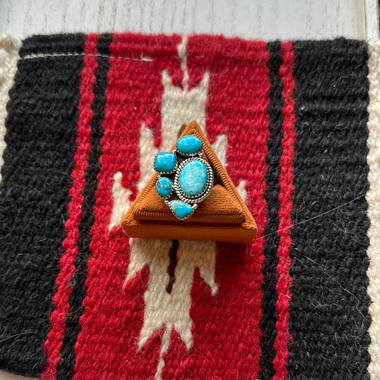 Beautiful Handmade Turquoise And Sterling Silver Adjustable Ring  Signed Nizhoni