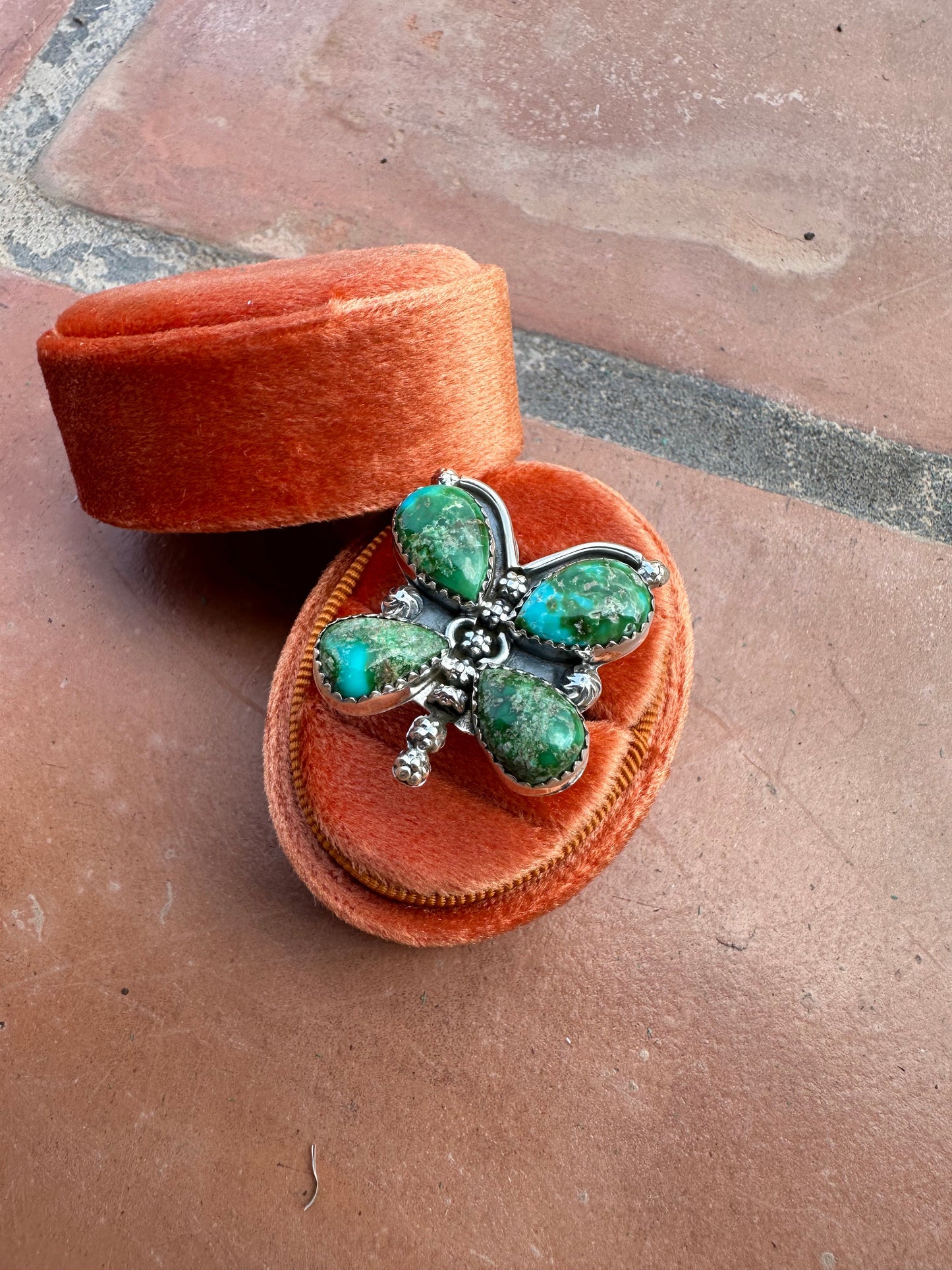 Handmade Butterfly Sonoran Mountain Turquoise & Sterling Adjustable Ring