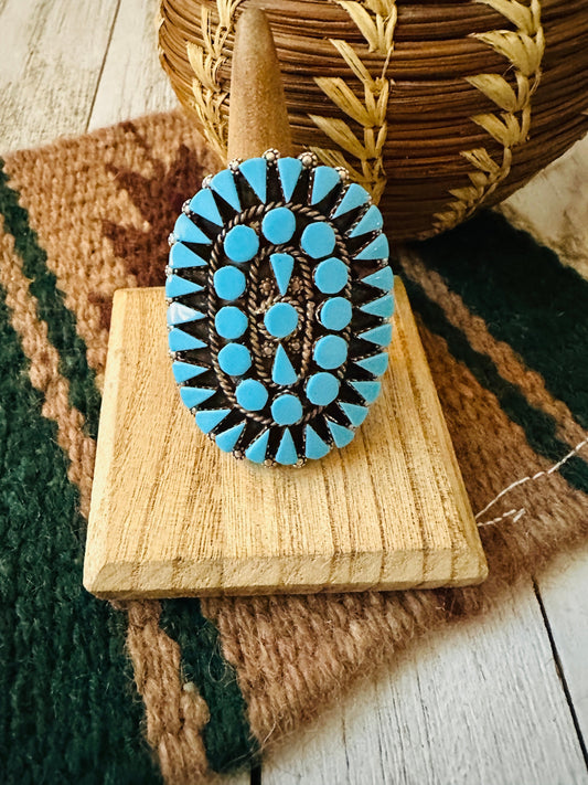 Zuni Turquoise & Sterling Silver Cluster Ring