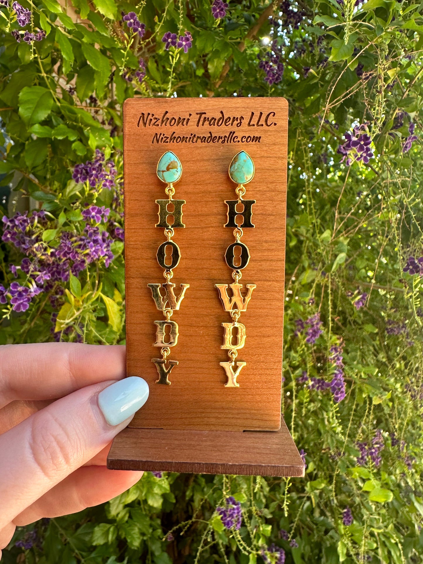 “The Golden Collection”  HOWDY Handmade Gold Plated Natural Turquoise Earrings