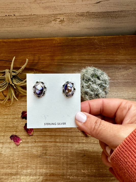 Teardrop Stud violet rose earrings