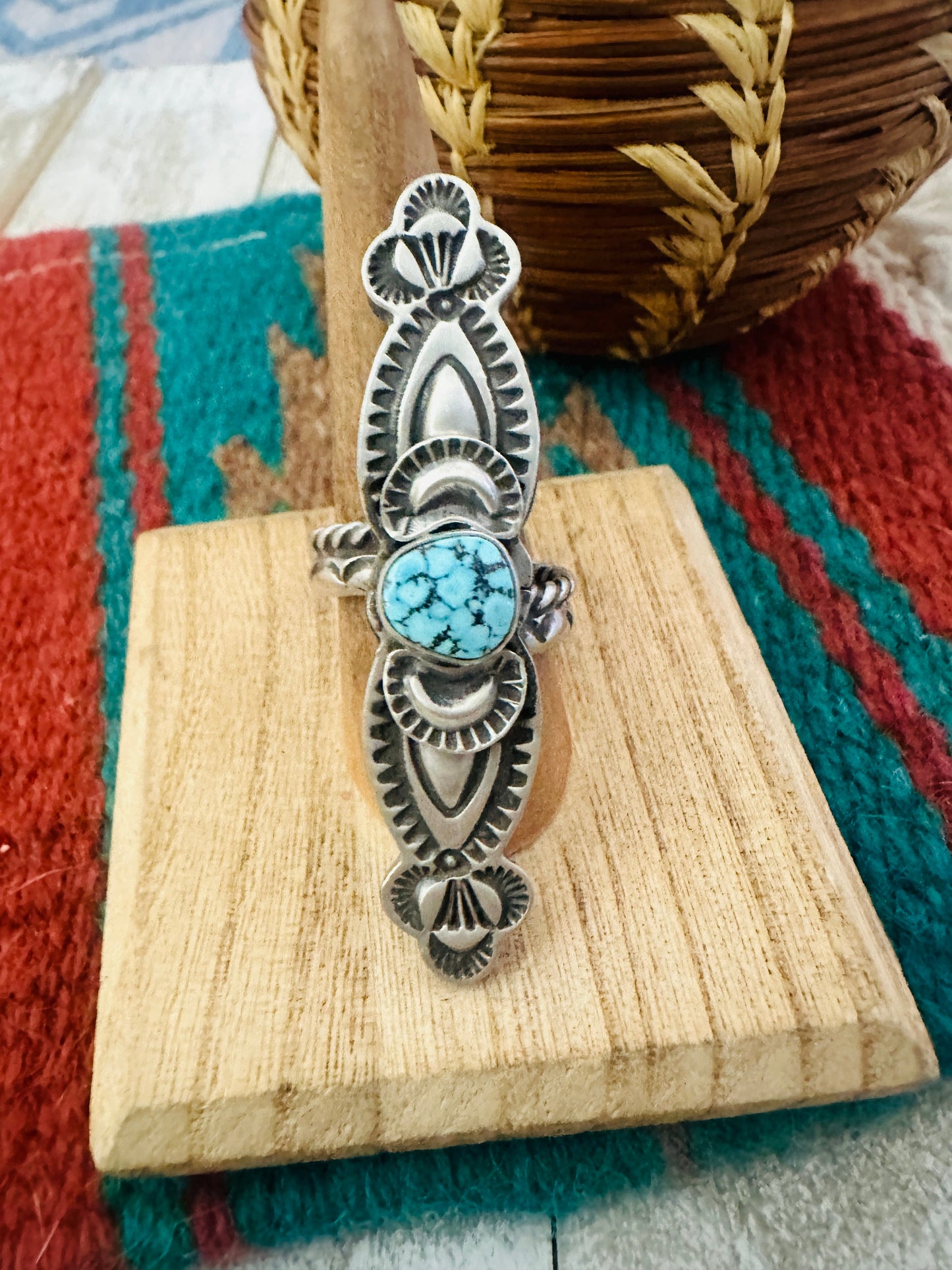 Navajo Sterling Silver & Turquoise Adjustable Ring