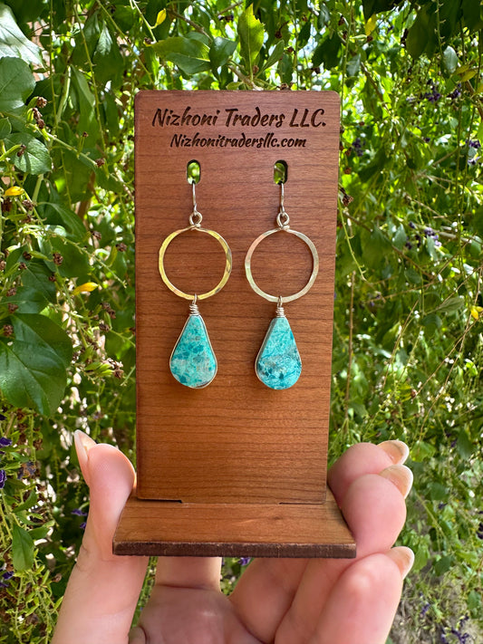 “The Golden Collection” Gypsy Soul Handmade Turquoise Circle Earrings