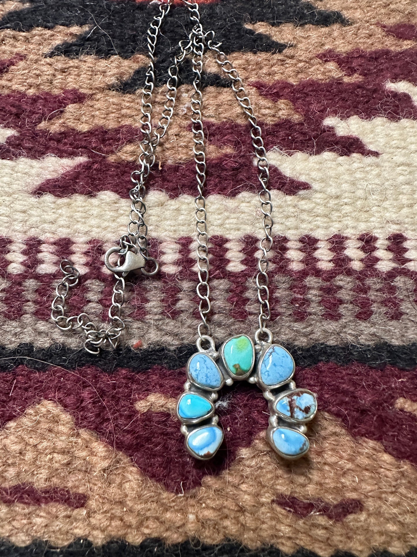 Beautiful Handmade Sterling Silver & Golden Hills Turquoise, Sonoran Turquoise Naja Necklace smaller style