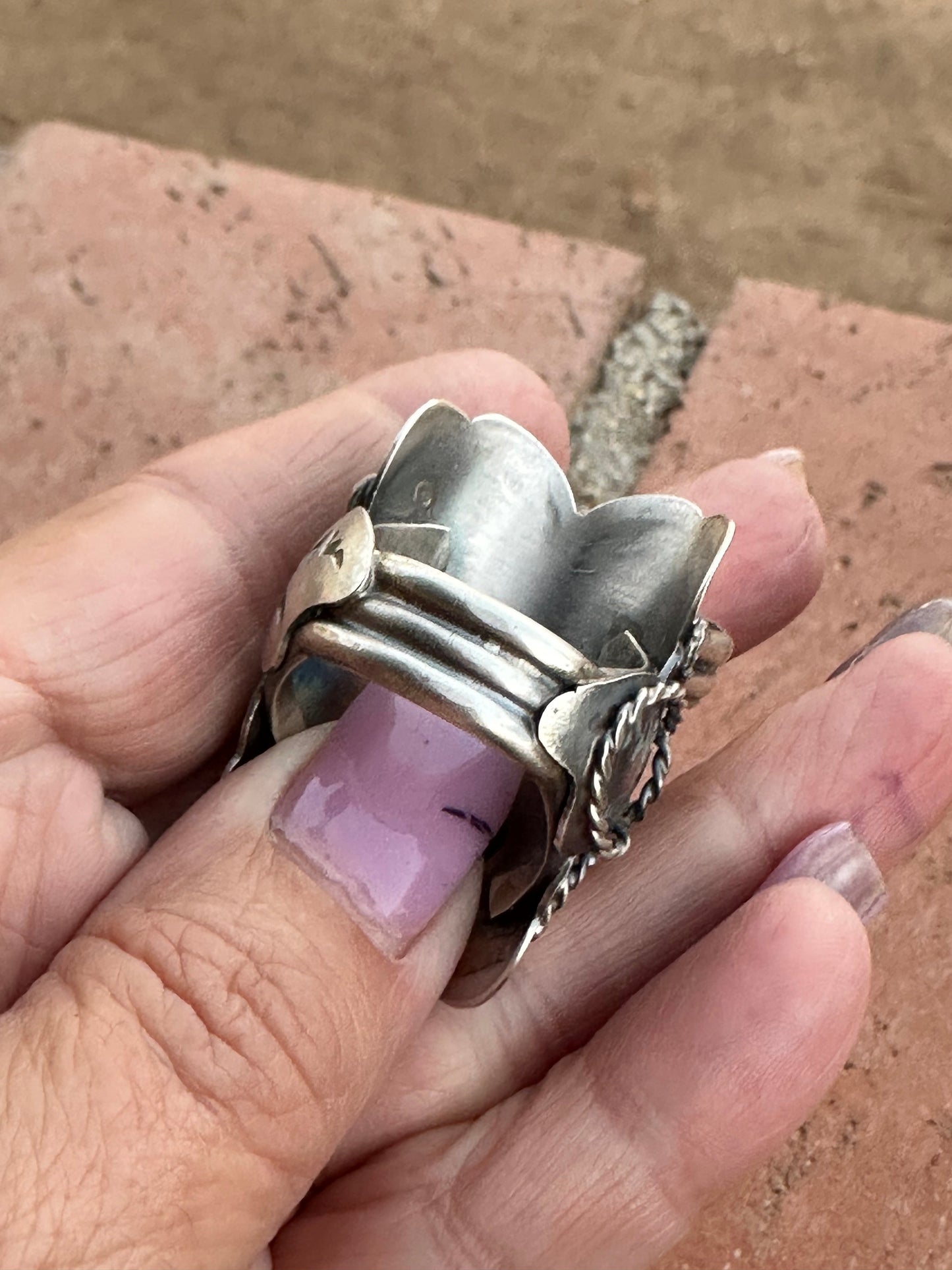 Navajo Tim Yazzie Sterling Silver and Turquoise Saddle Ring