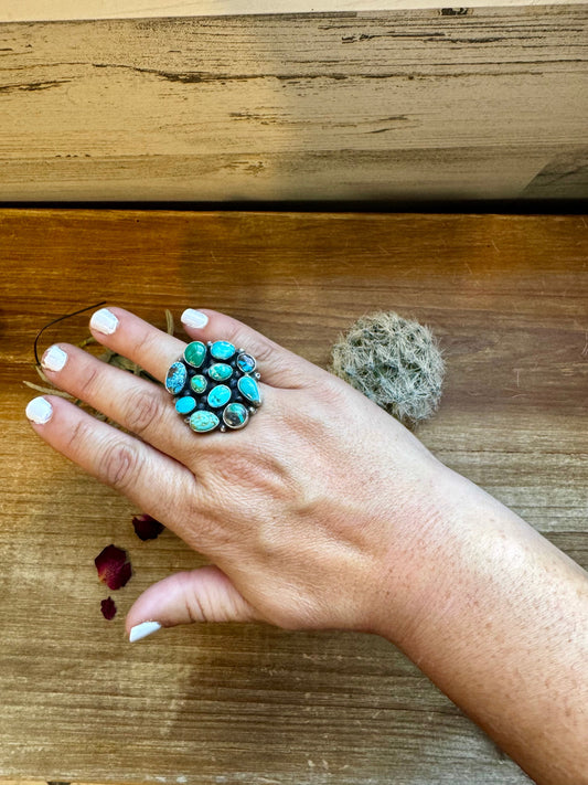 Round ring- size 6 - Sonoran Gold turquoise ring and sterling silver