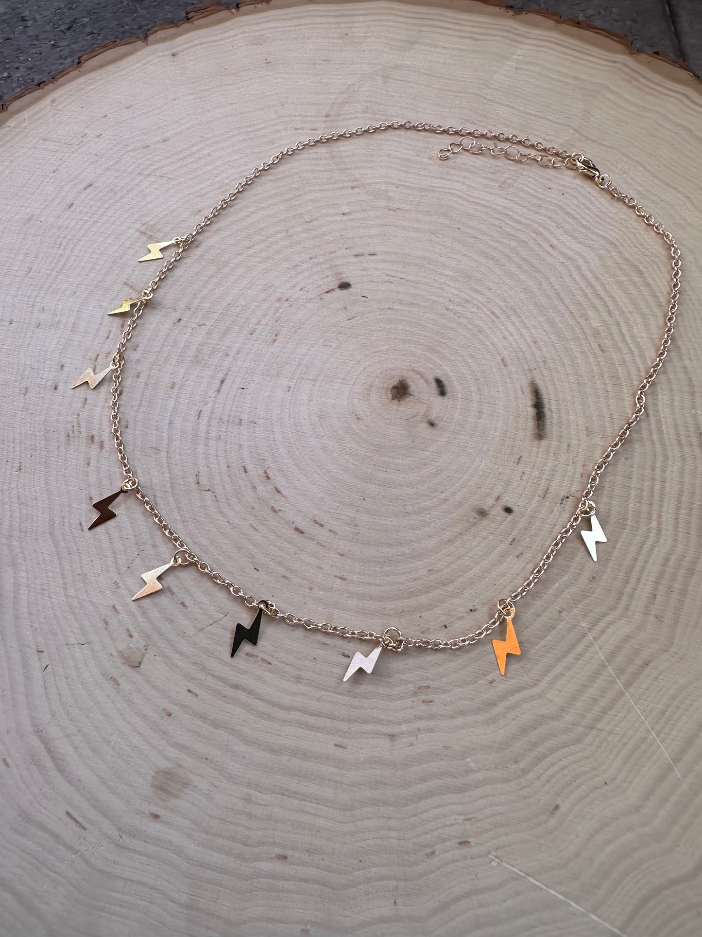 “The Golden Collection” Lightning Bolt Handmade 14k Gold Plated Necklace