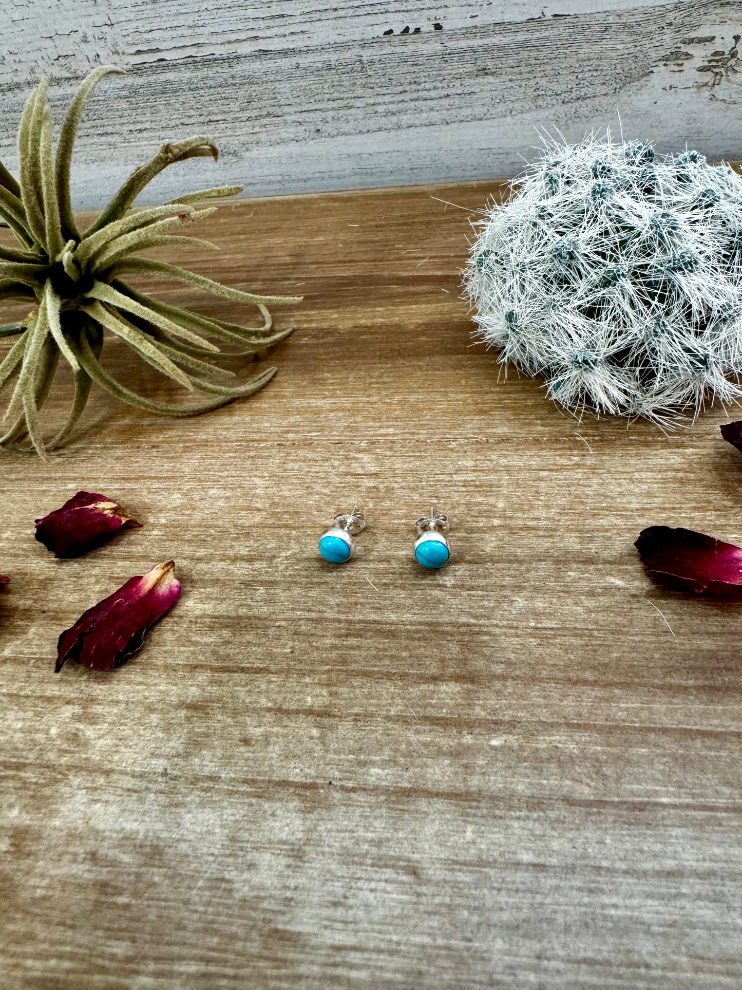 Mini stud magnesite turquoise earrings