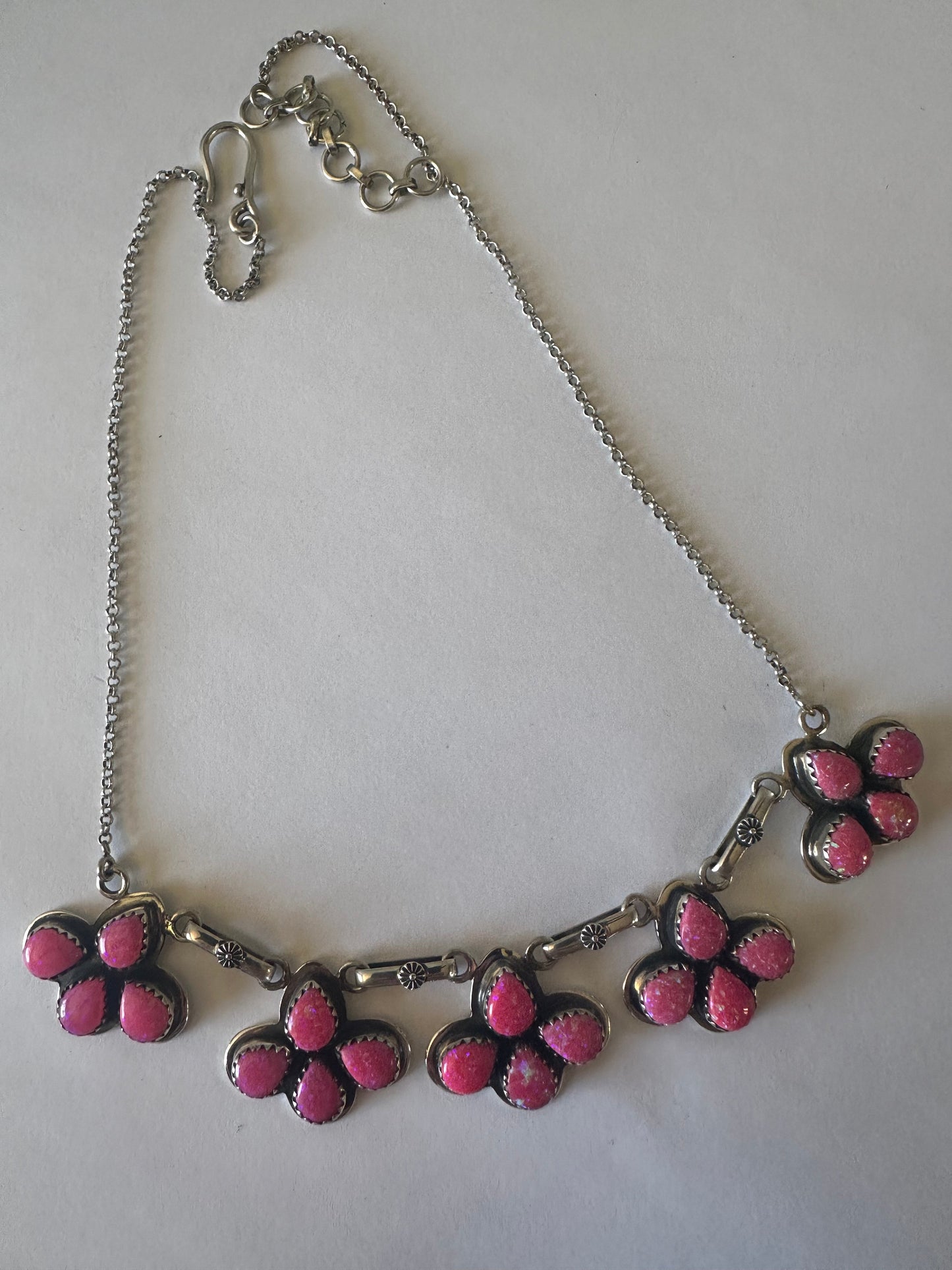 “The Sunny” Beautiful Handmade Sterling Silver & Hot Pink Fire Opal Necklace