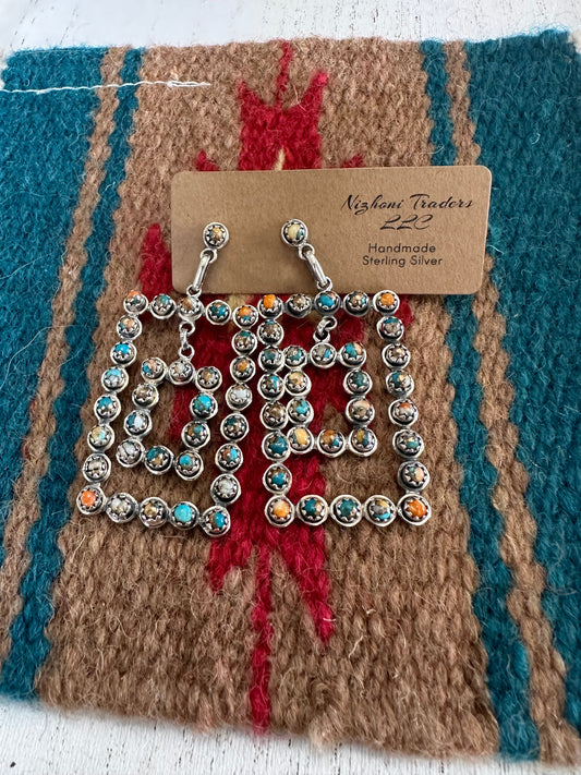 “Rodeo Queen” Nizhoni Sterling Silver & Blue Mojave Rectangle Dangle Earrings