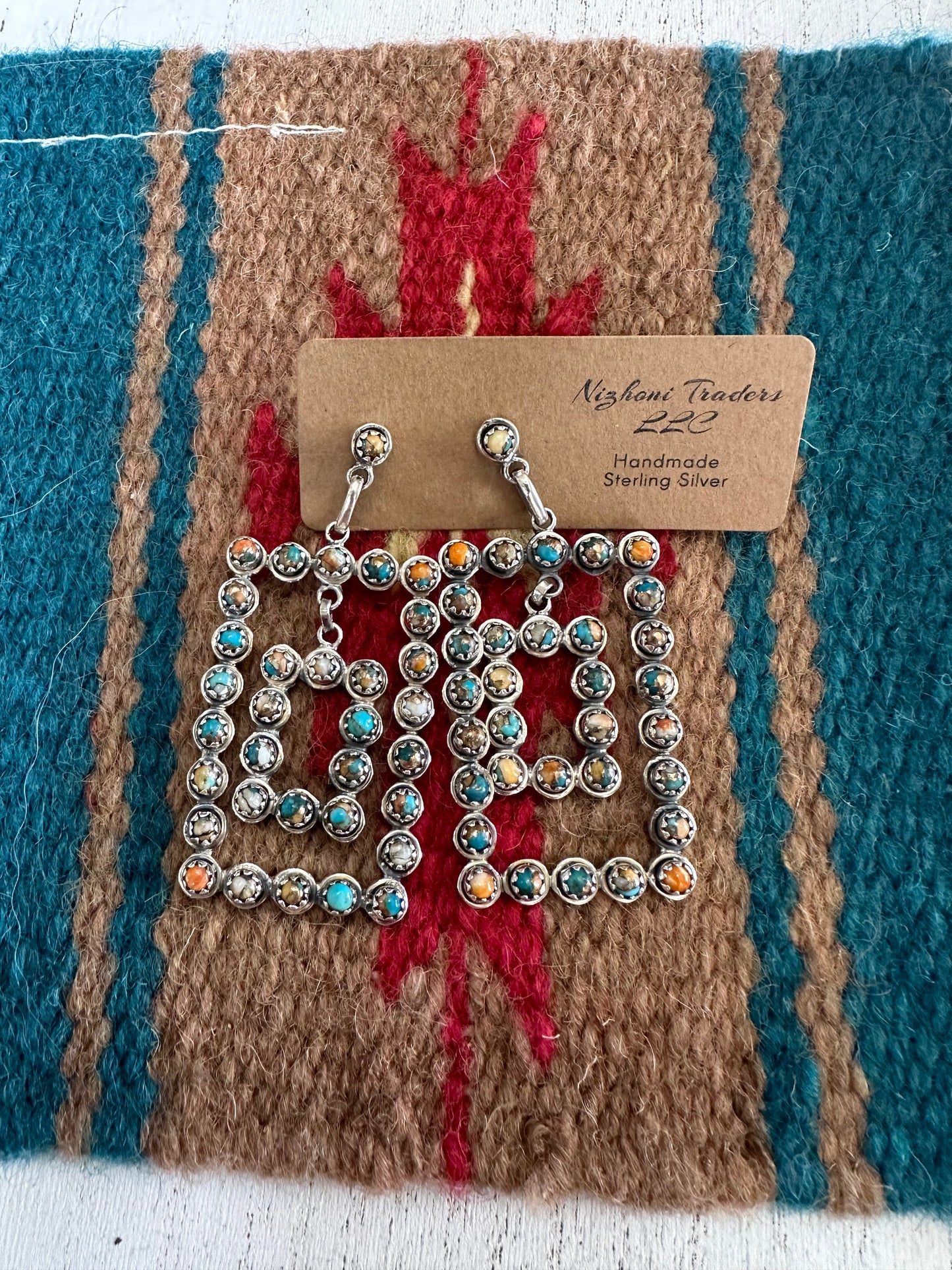 “Rodeo Queen” Nizhoni Sterling Silver & Blue Mojave Rectangle Dangle Earrings