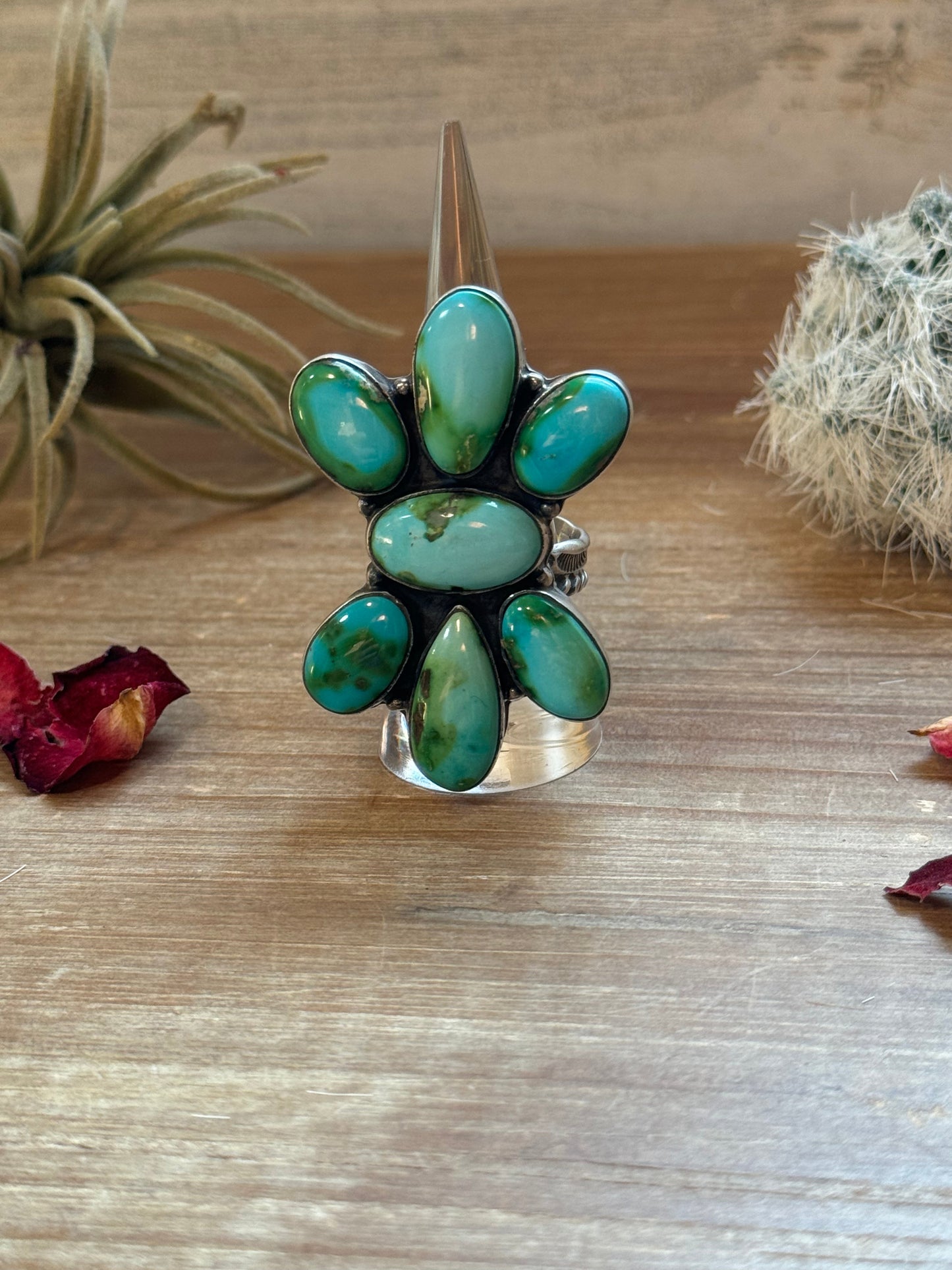 Big Ring - adjustable turquoise ring and sterling silver