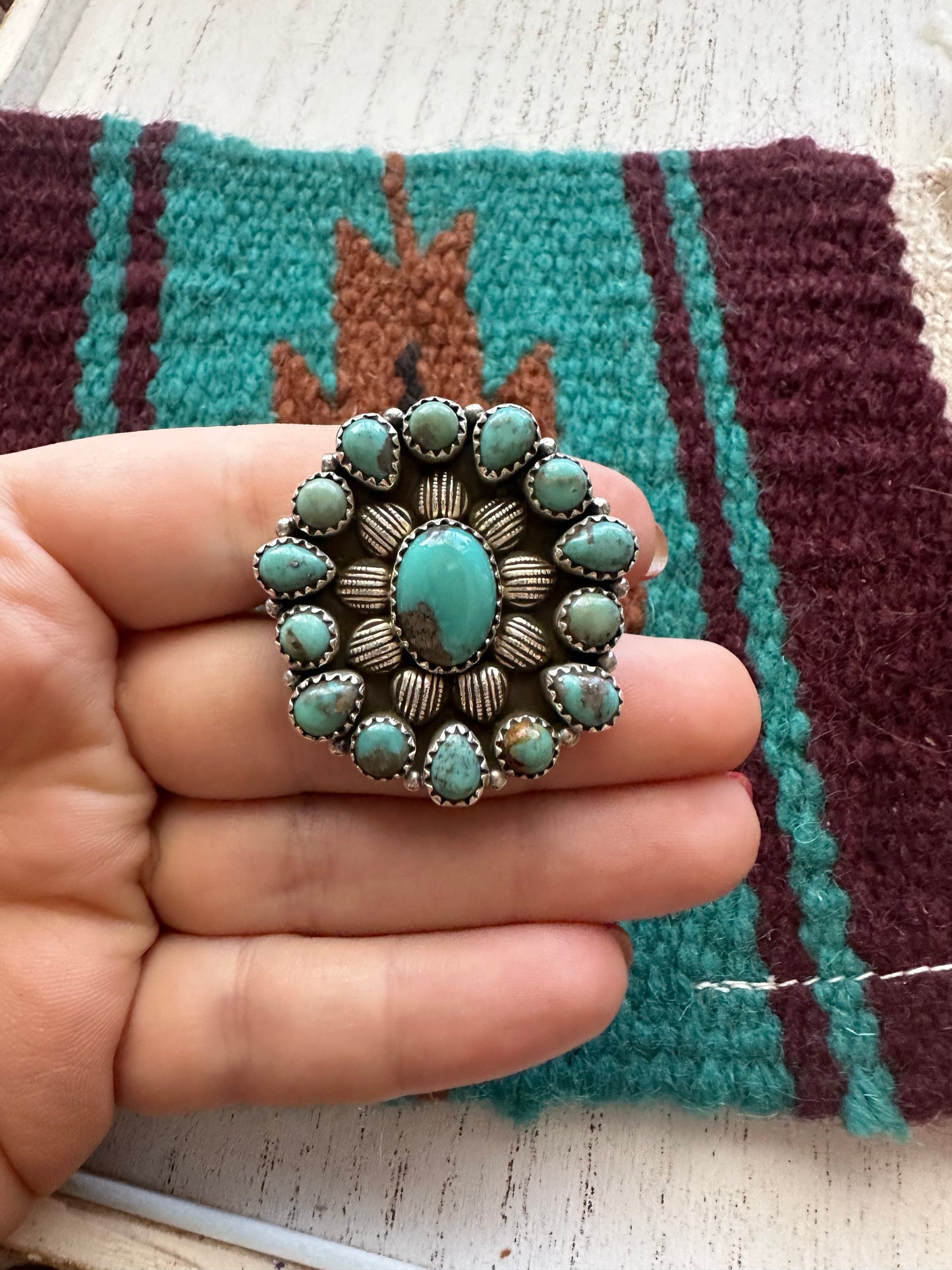 “Turquoise Bliss” Nizhoni Turquoise & Sterling Silver Adjustable Ring (Green)