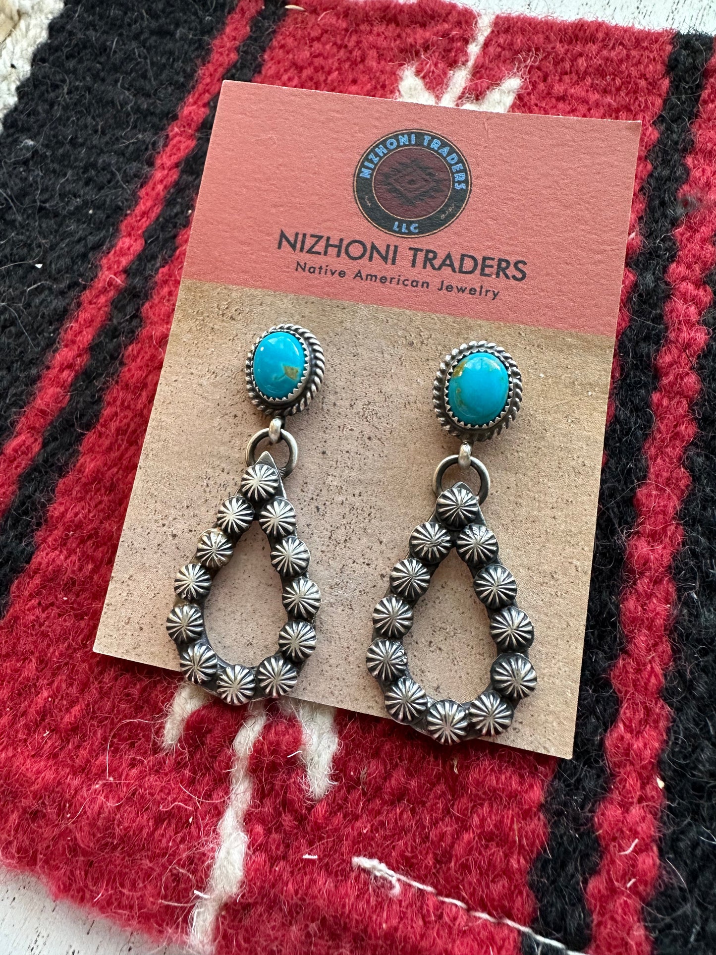 “Turquoise Spirit” Navajo Turquoise & Sterling Silver Dangle Earrings Signed