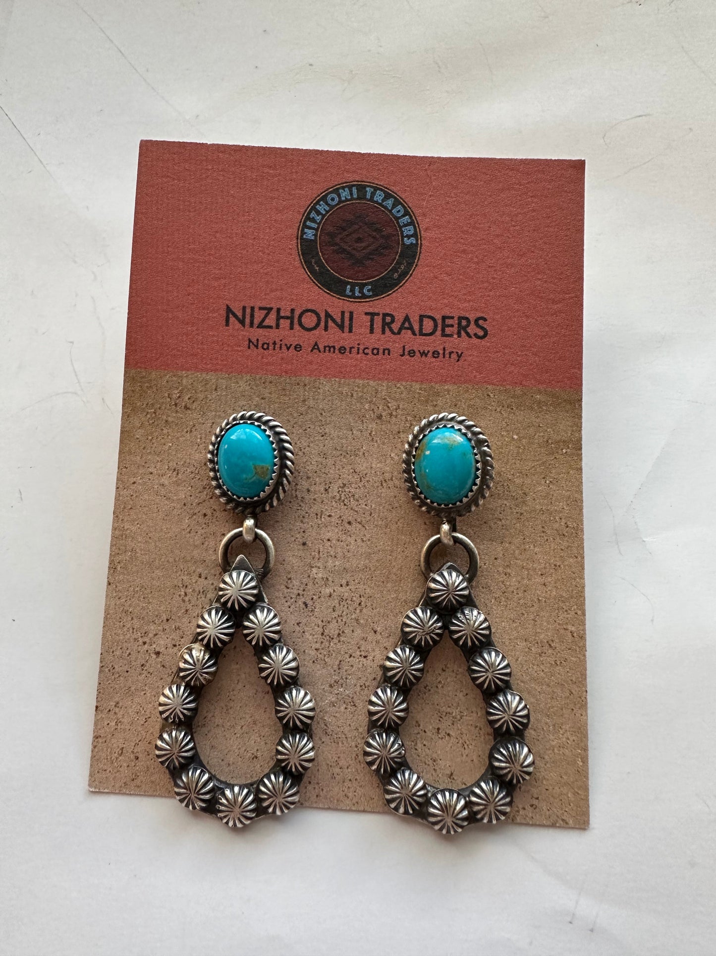 “Turquoise Spirit” Navajo Turquoise & Sterling Silver Dangle Earrings Signed