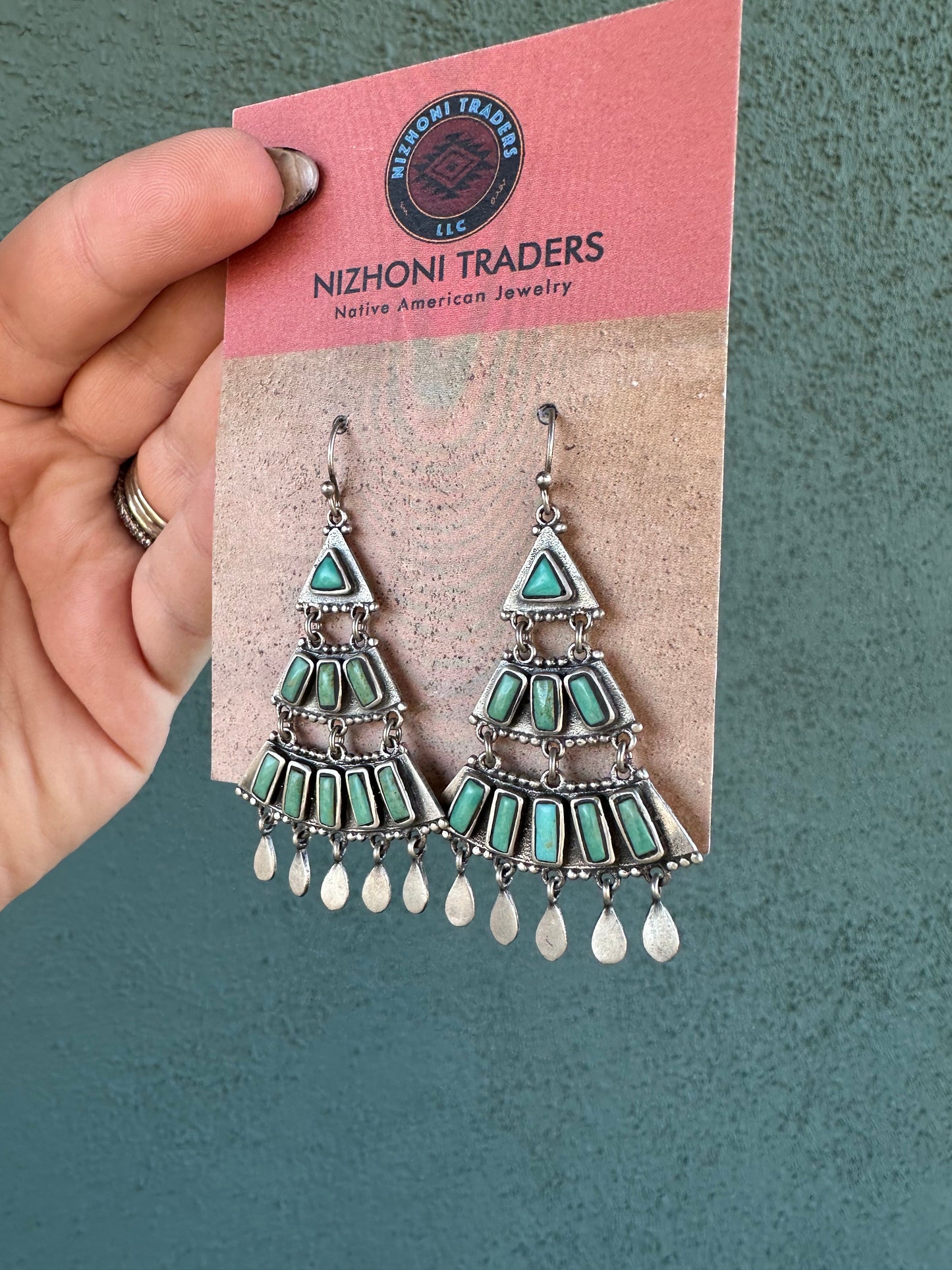 “Saguaro Bloom” Handmade Turquoise & Sterling Silver Dangle Earrings