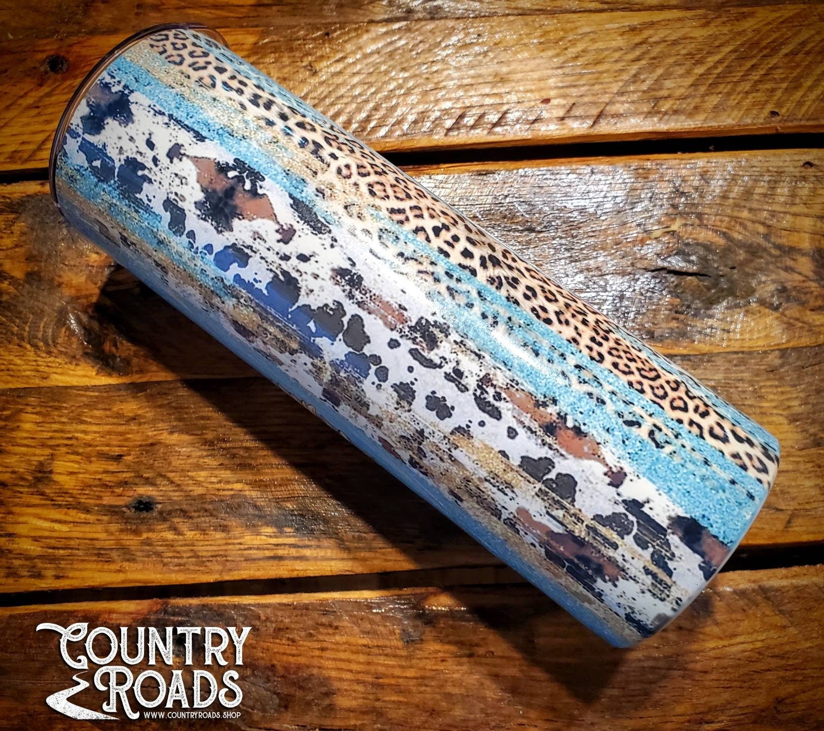 Sunflower Turquoise Cowhide Mom - Country Western Funny Printed Stainless Steel Tumblers - Pick Your Size - Sippy, 15 oz, 20 oz, 30 oz