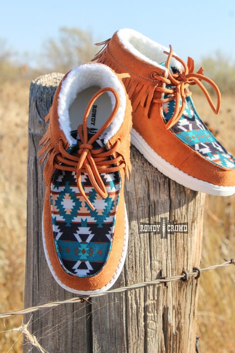 Mesquite Western Aztec Fringe Moccasins