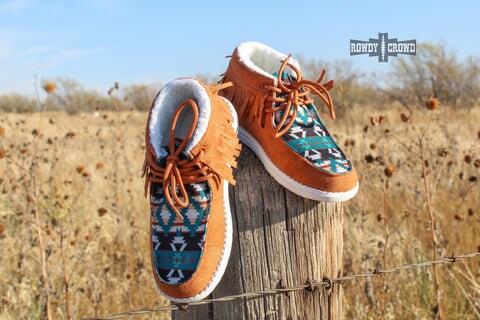 Mesquite Western Aztec Fringe Moccasins