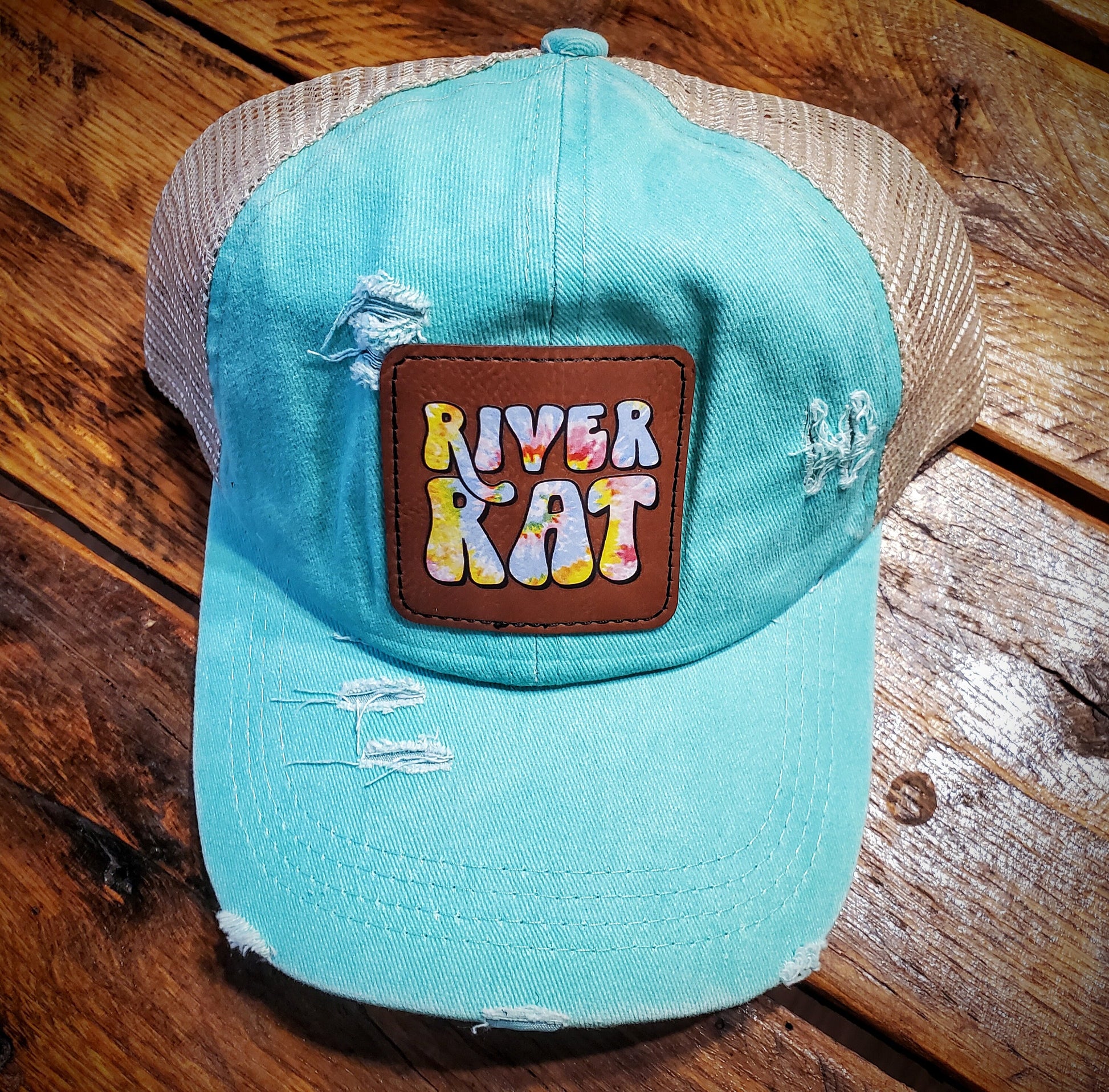 Vintage Leather River Rat Patch Hat