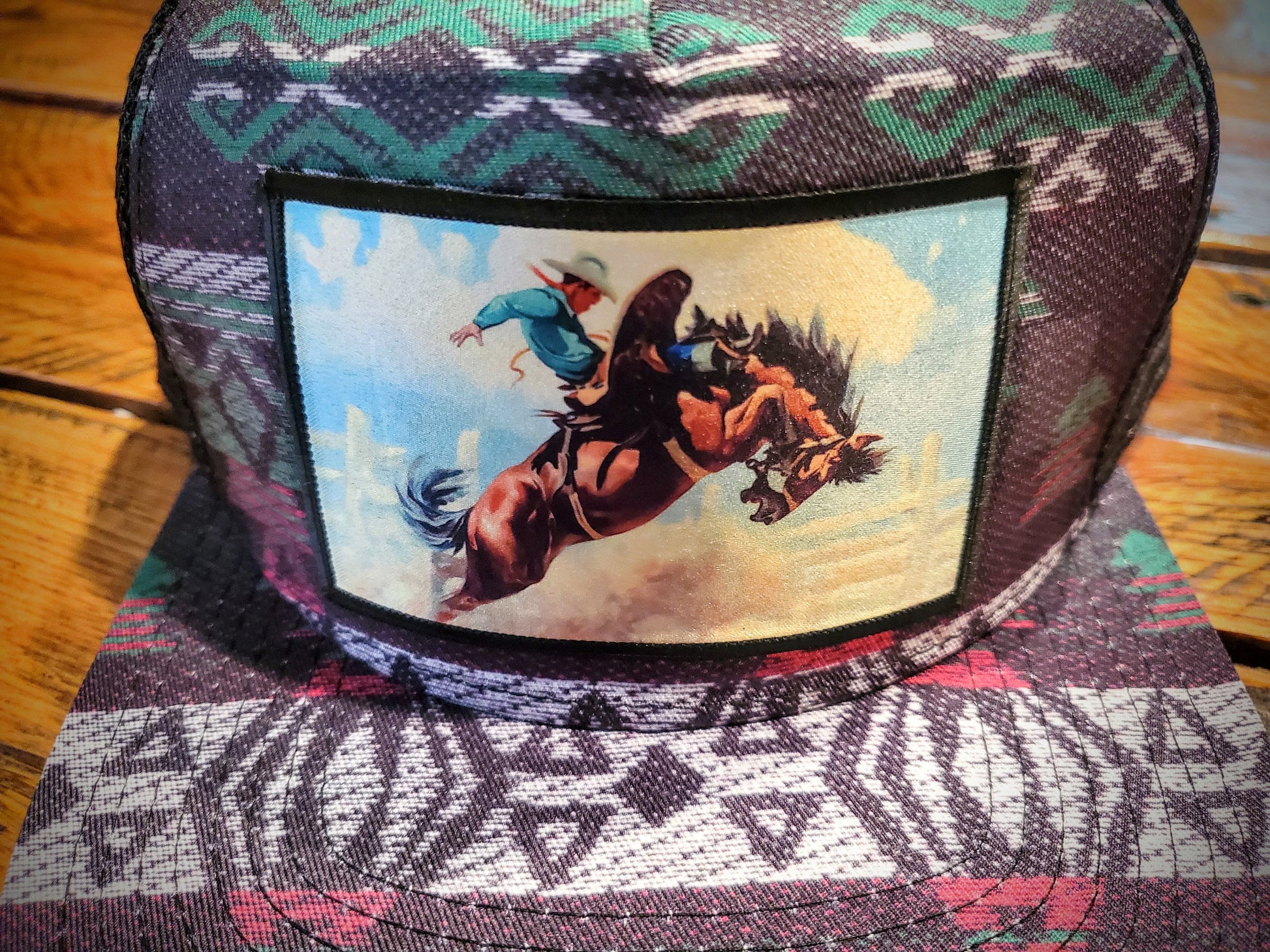 Vintage Western Rodeo Cowboy Retro Trucker Hat - Infant, Youth, & Adult Sizes