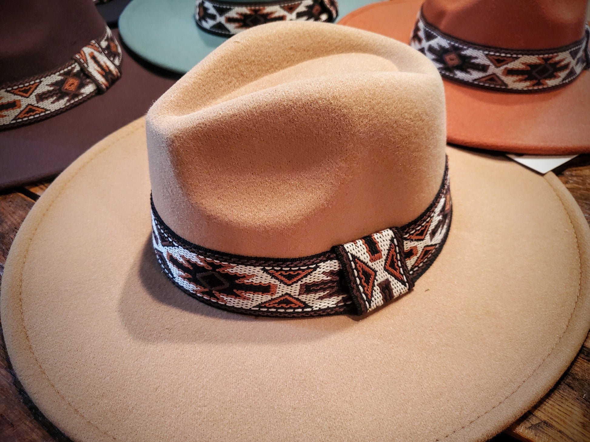 Western Felt Hats with Aztec Hatband - Several Great Colors Available!