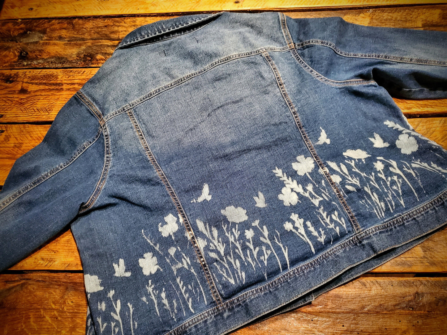 Hand Distressed Denim Jacket - Women's Plus Size 22/24W