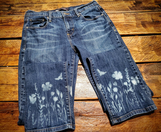 Hand Distressed Denim Levi Jeans - Women's Size 6