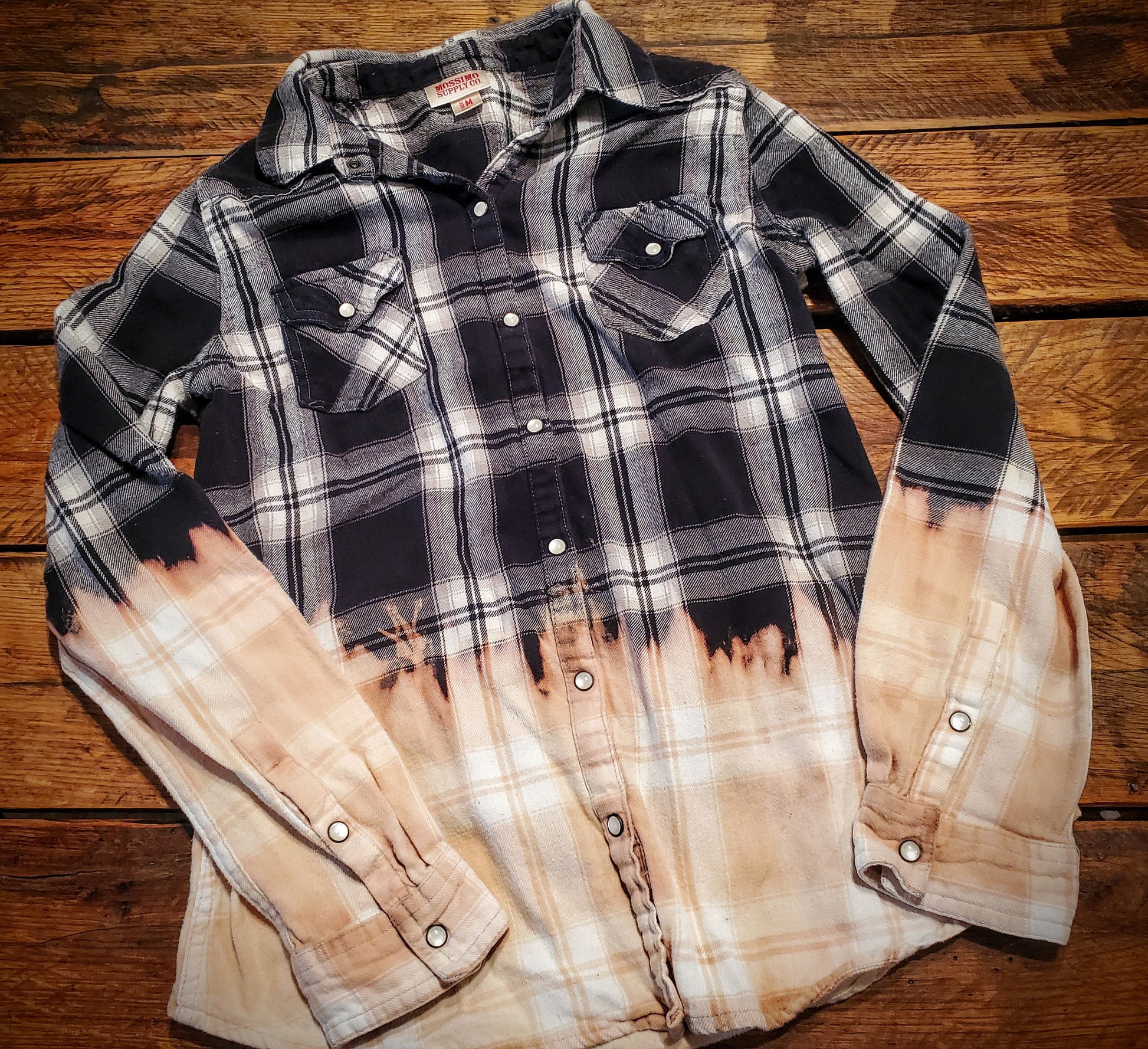 Hand Distressed Flannel Shacket - M