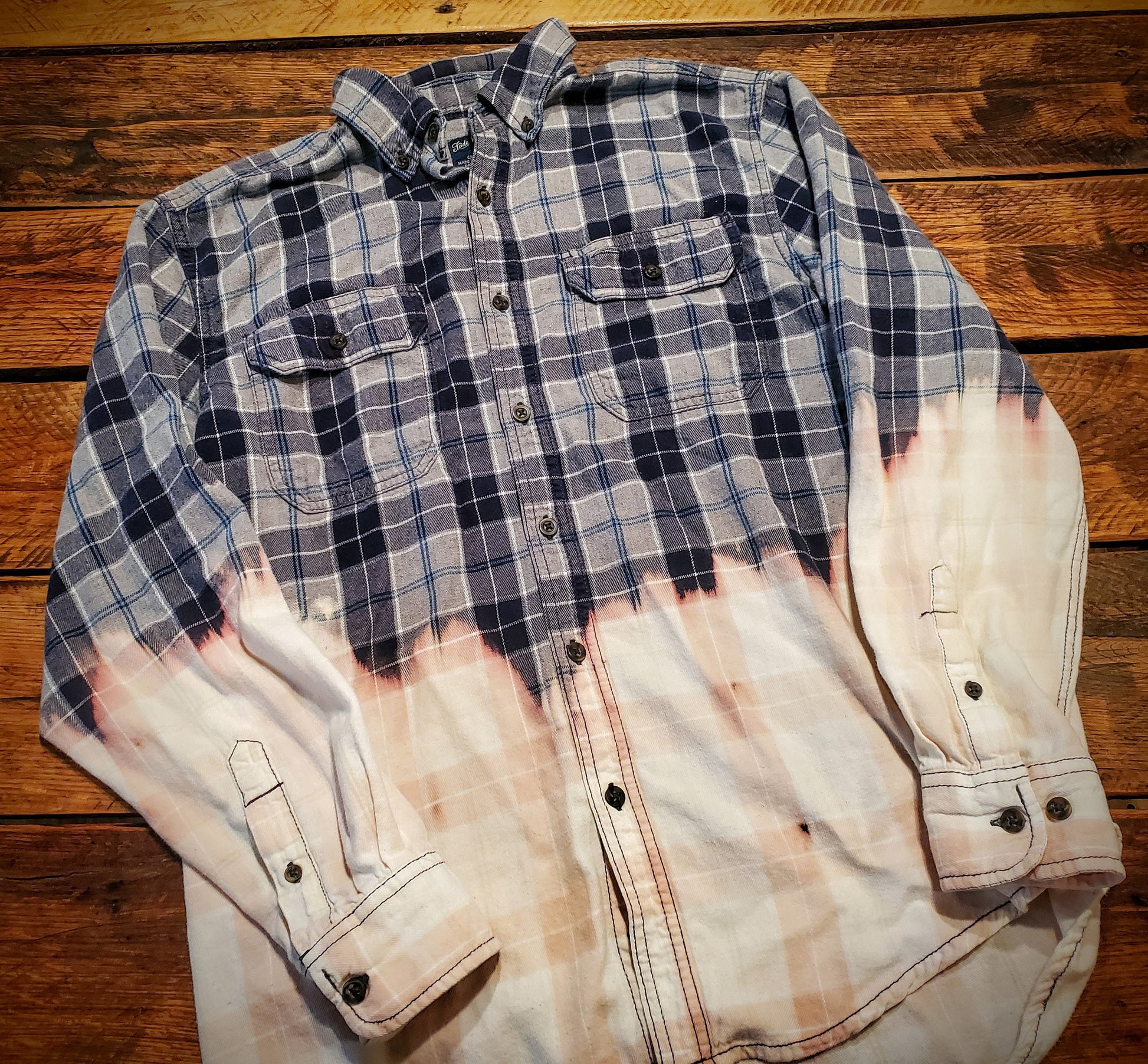 Hand Distressed Flannel Shacket - M