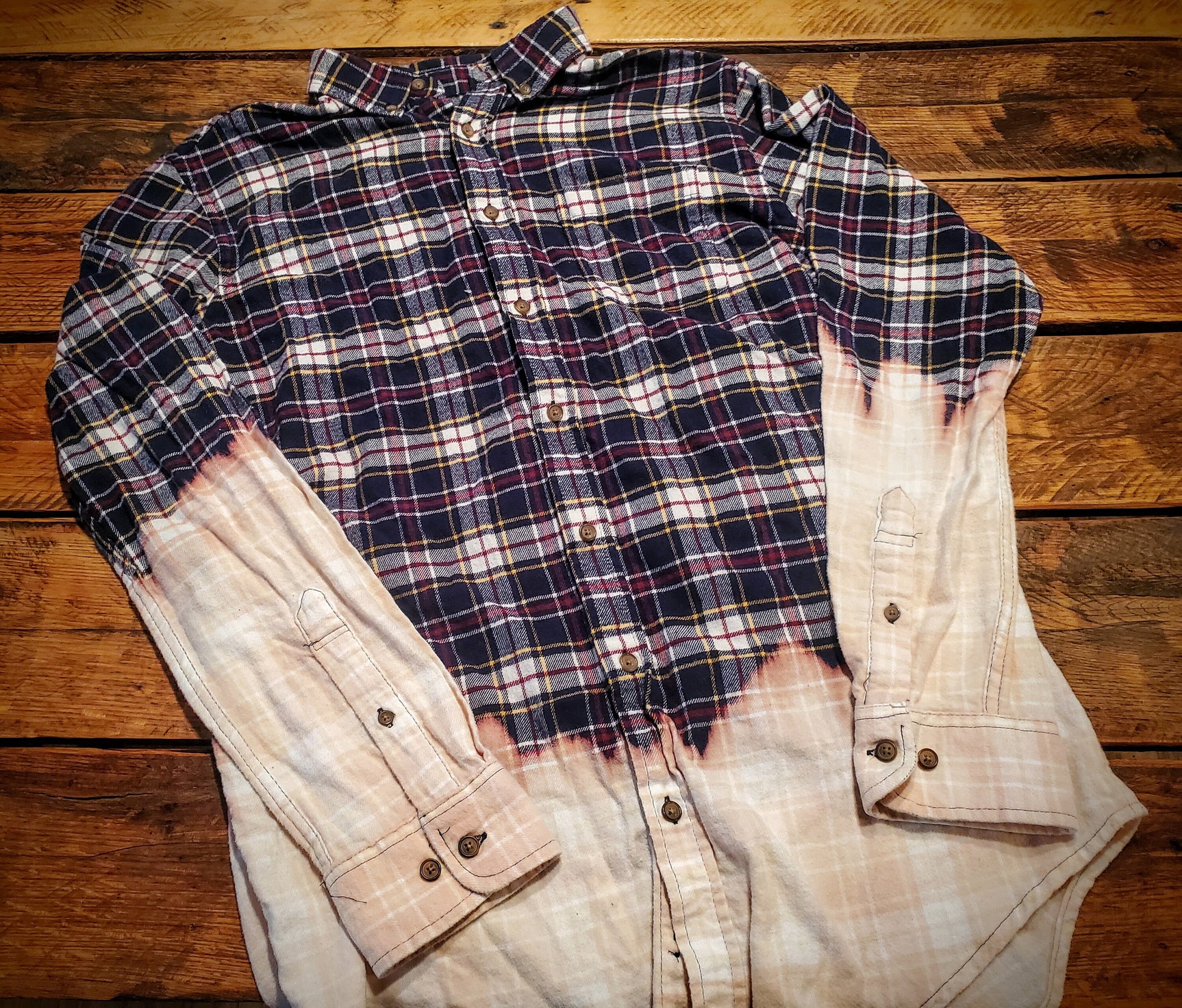 Hand Distressed Flannel Shacket - M