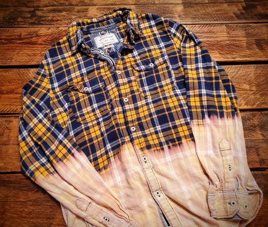 Hand Distressed Flannel Shacket - S