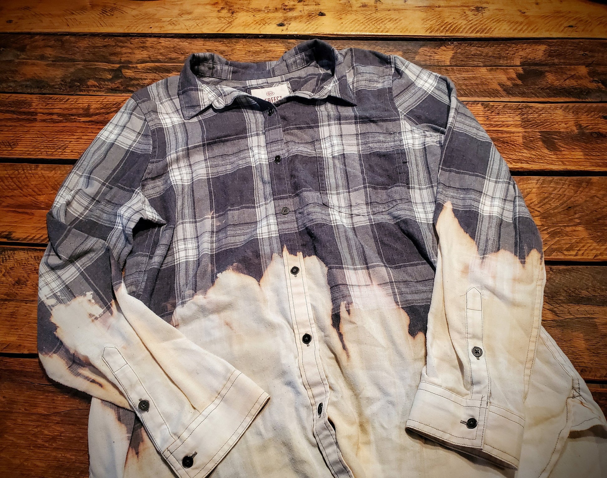 Hand Distressed Flannel Shacket - XL