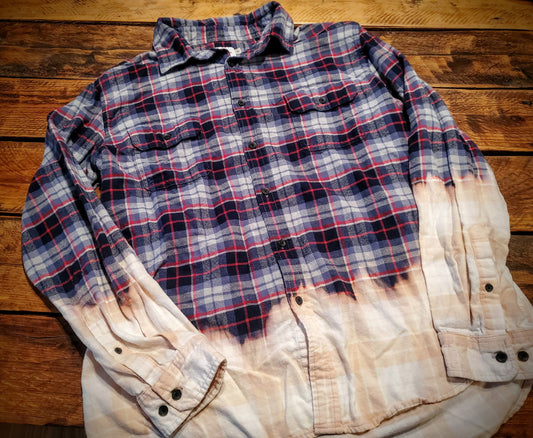 Hand Distressed Flannel Shacket - XL