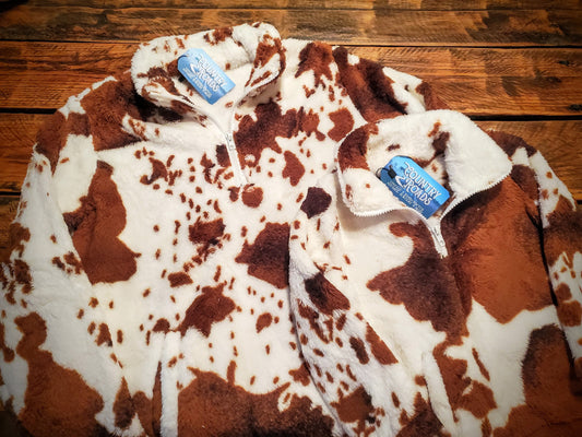 Super Plush Cow Print Fleece Sherpa Pullovers - Youth & Adult Sizes!