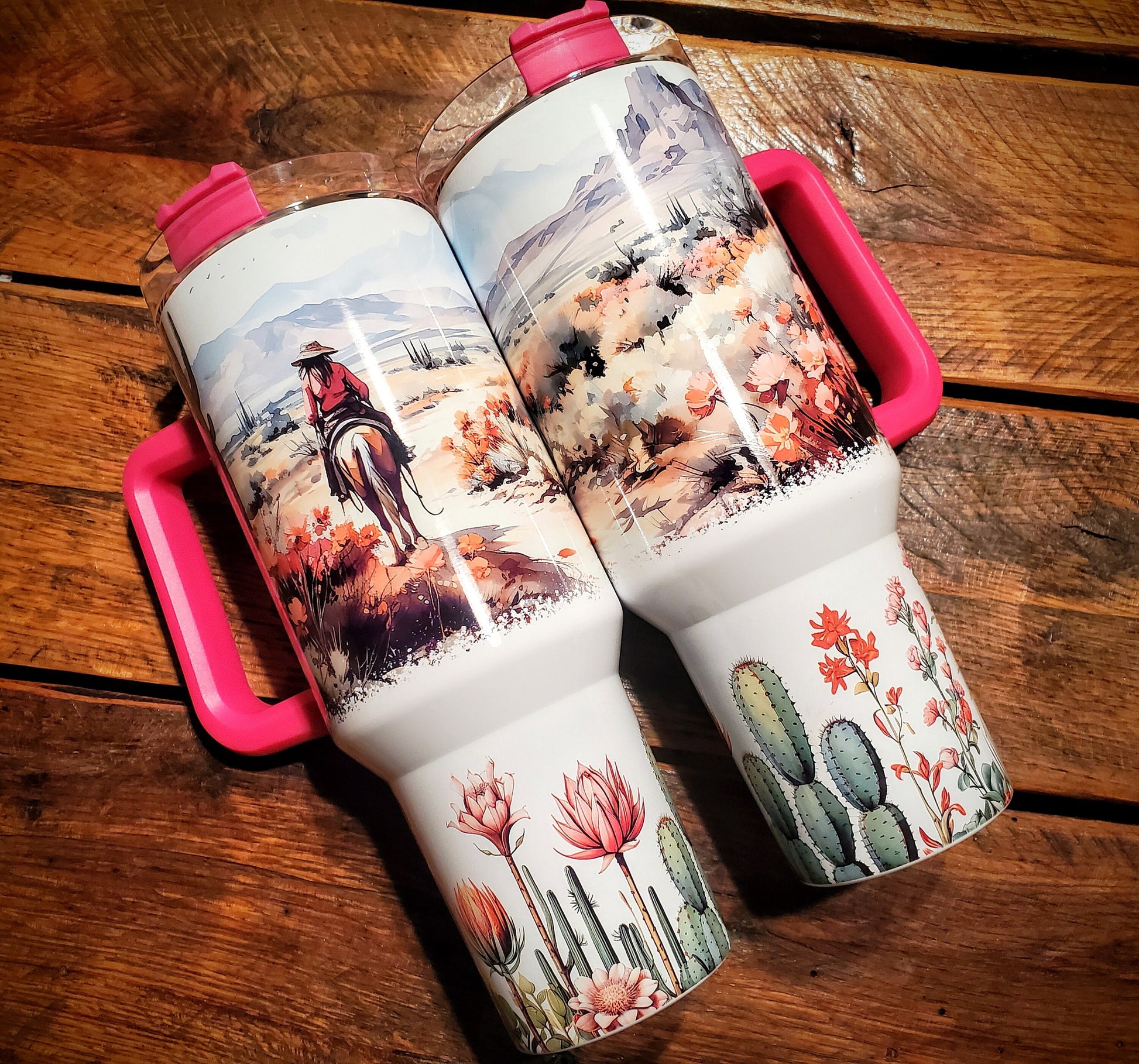 Desert Cowgirl Printed 40oz Insulated Tumbler with Handle