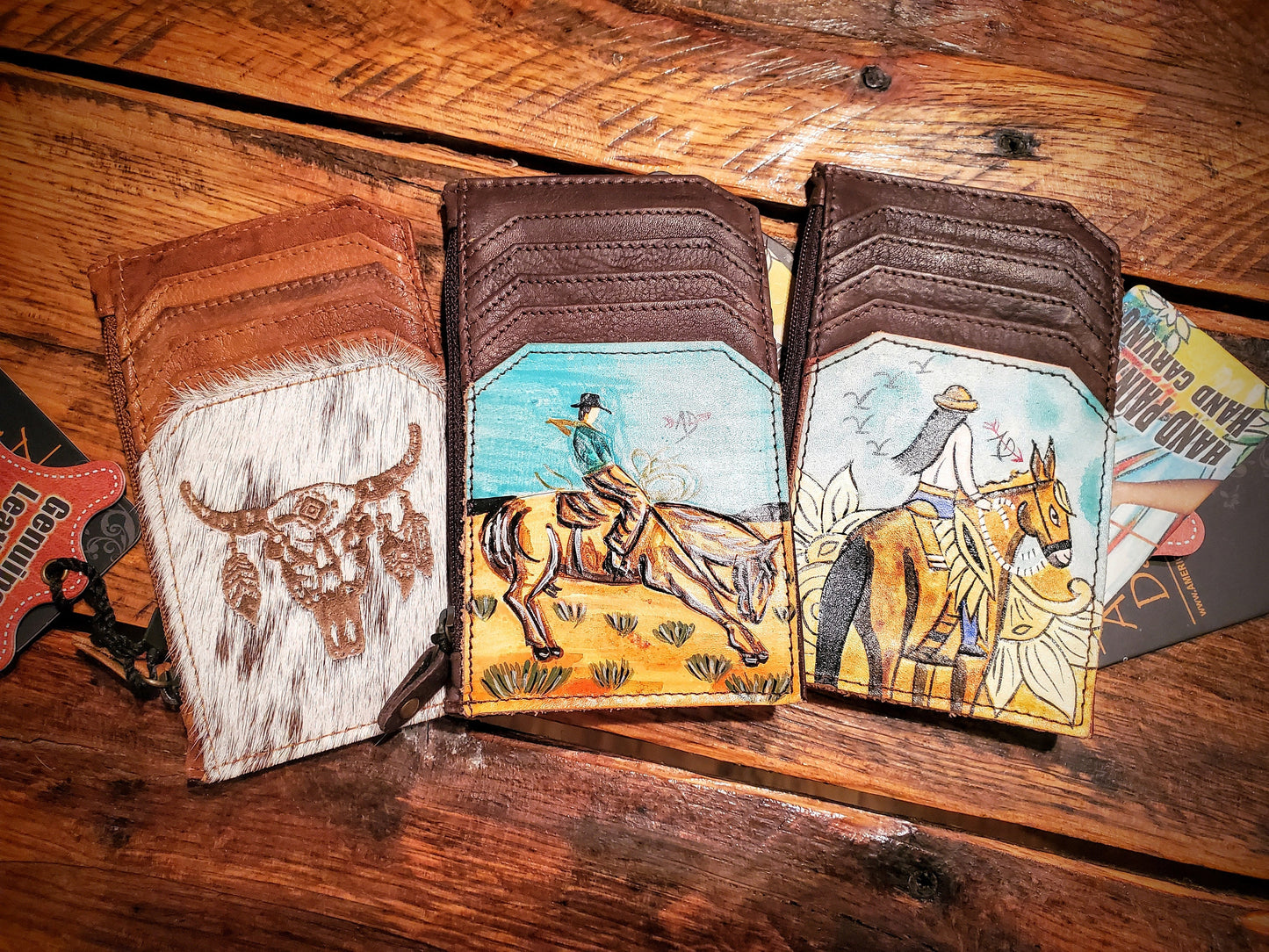 Genuine Hand Painted Leather Wallets