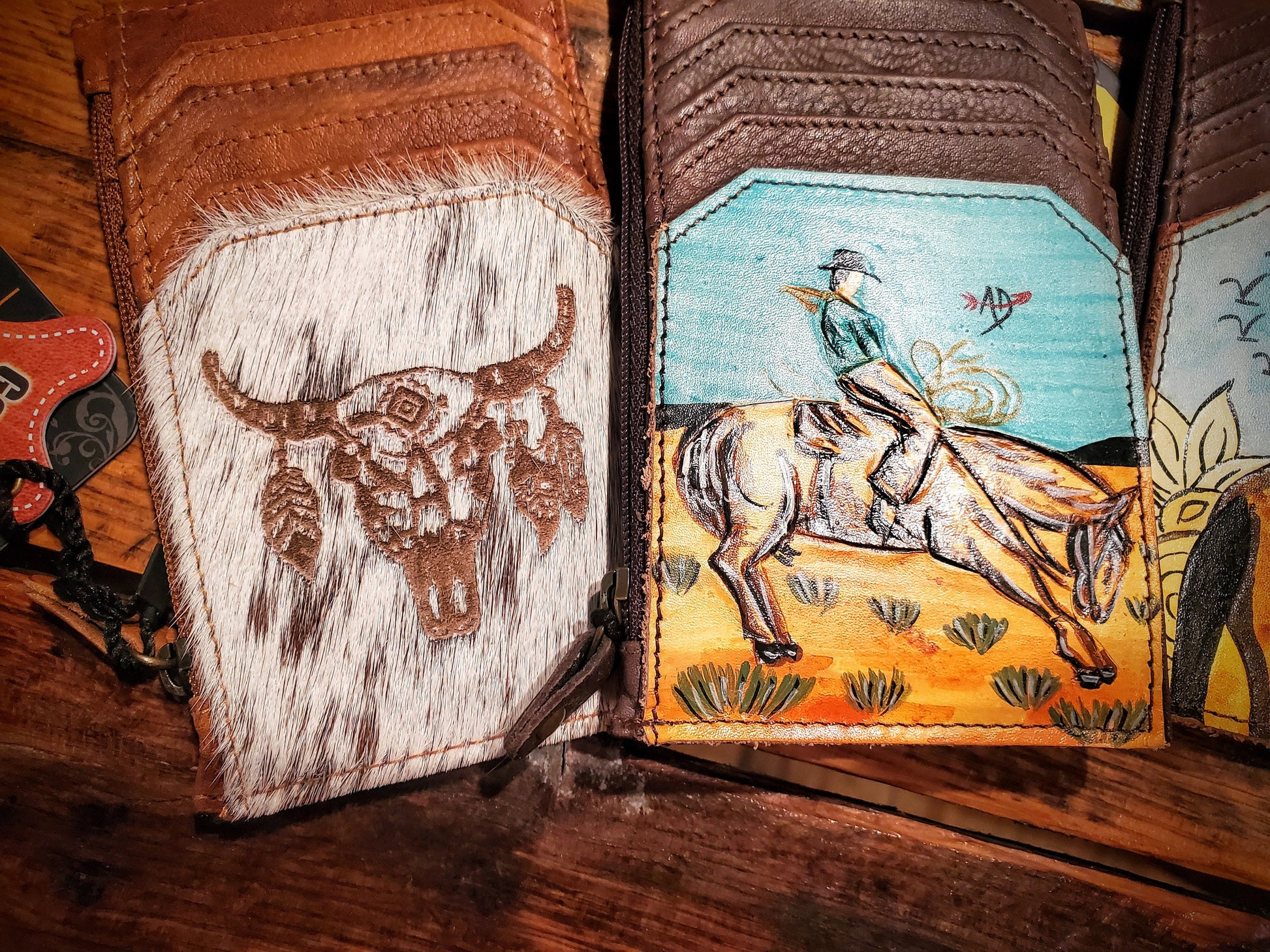 Genuine Hand Painted Leather Wallets