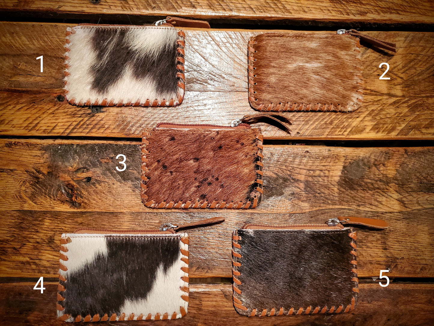 Genuine Tooled Leather & Cowhide Coin Purses / Pouches / Wallets