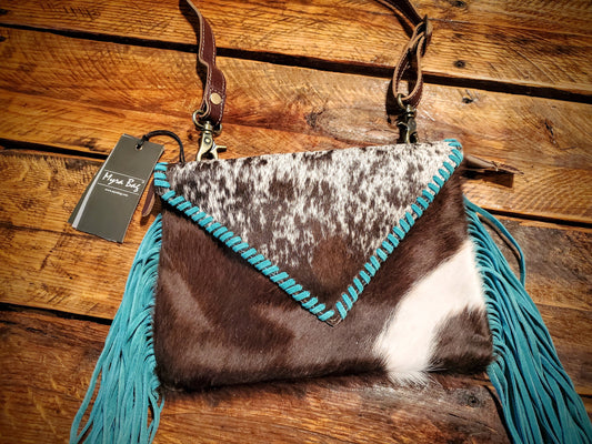 Genuine Western Cowhide & Leather Fringe Crossbody Purse