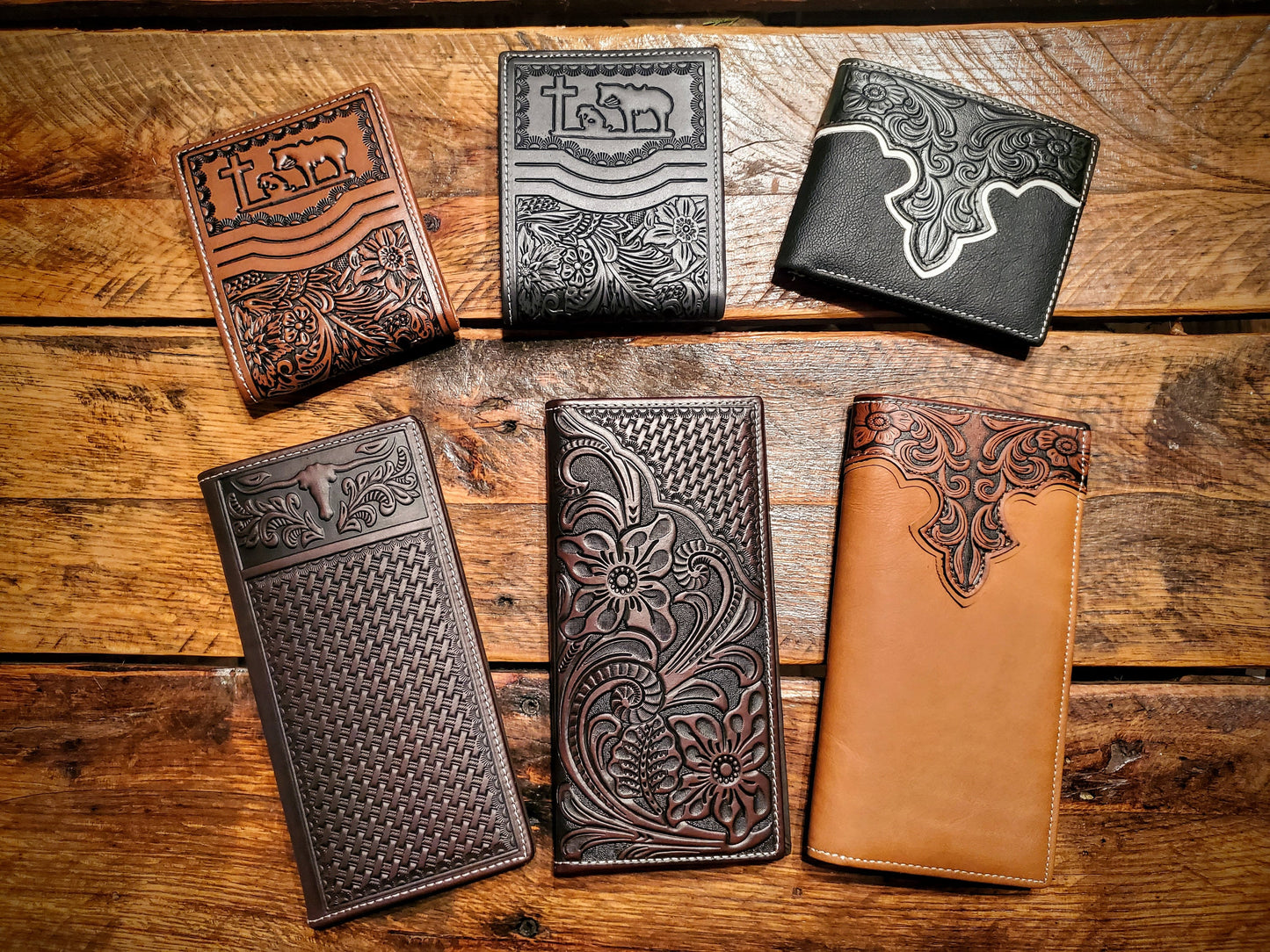 Men's Western Leather Tooled Wallets