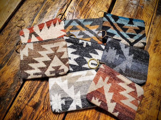 Western Aztec Pendleton Style Wool Coin Purses