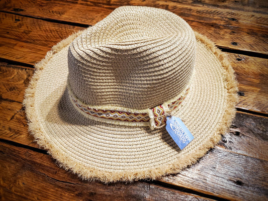 Distressed Western Aztec Straw Sun Hat