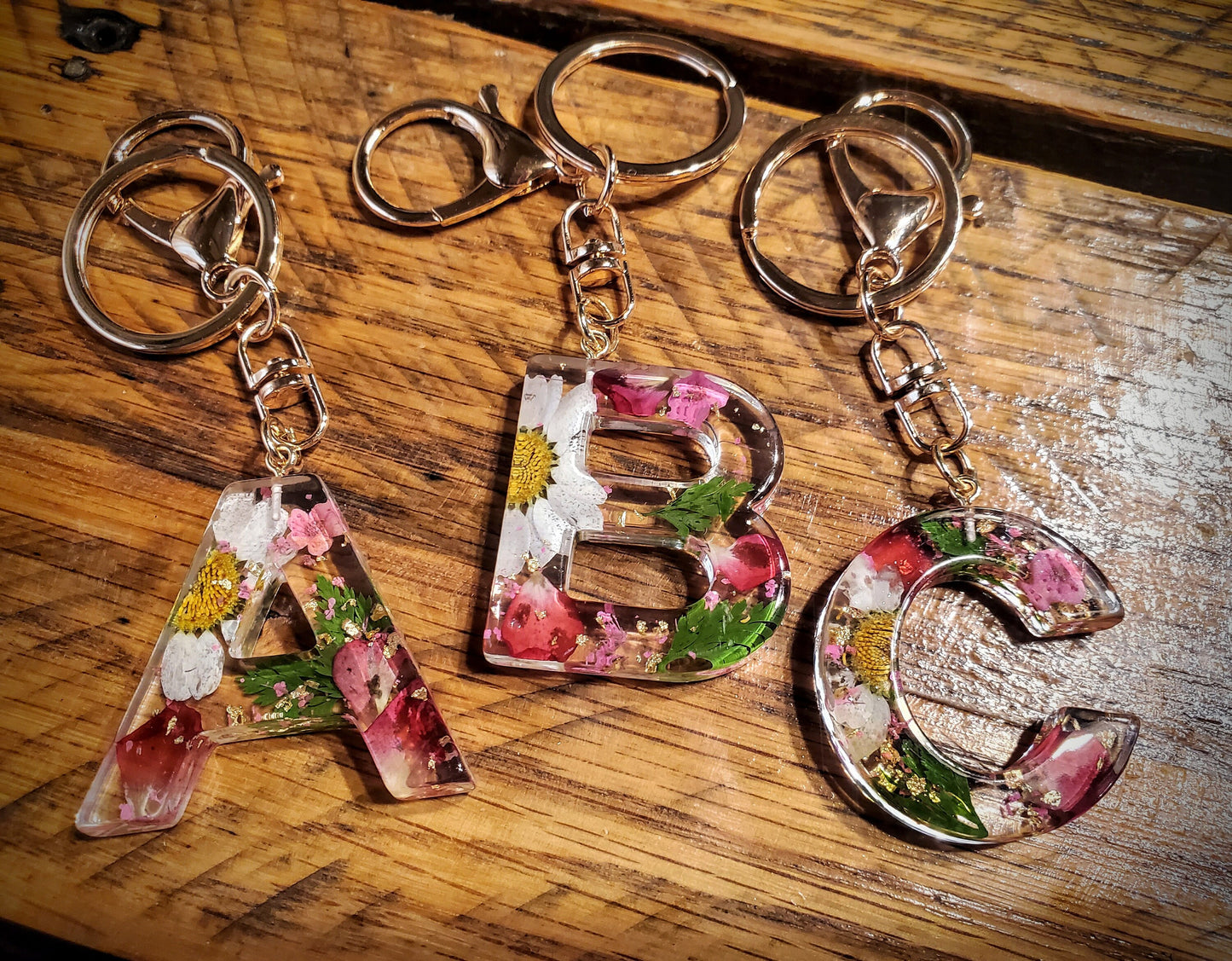 Floral Initial Monogram Keychain - Great Cheap Christmas Stocking Stuffers!