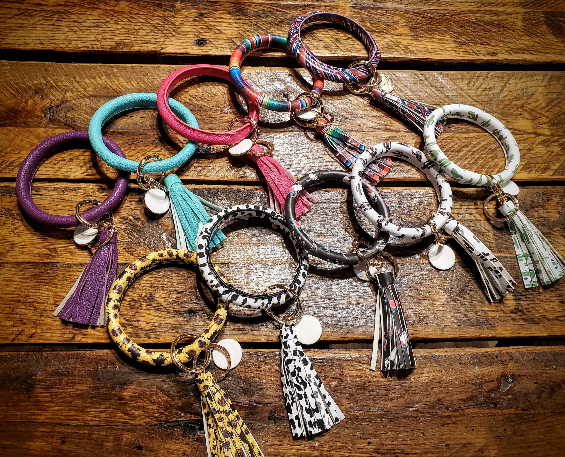 Western Leather Bangle Wristlet Keychains - Great Cheap Christmas Stocking Stuffers!