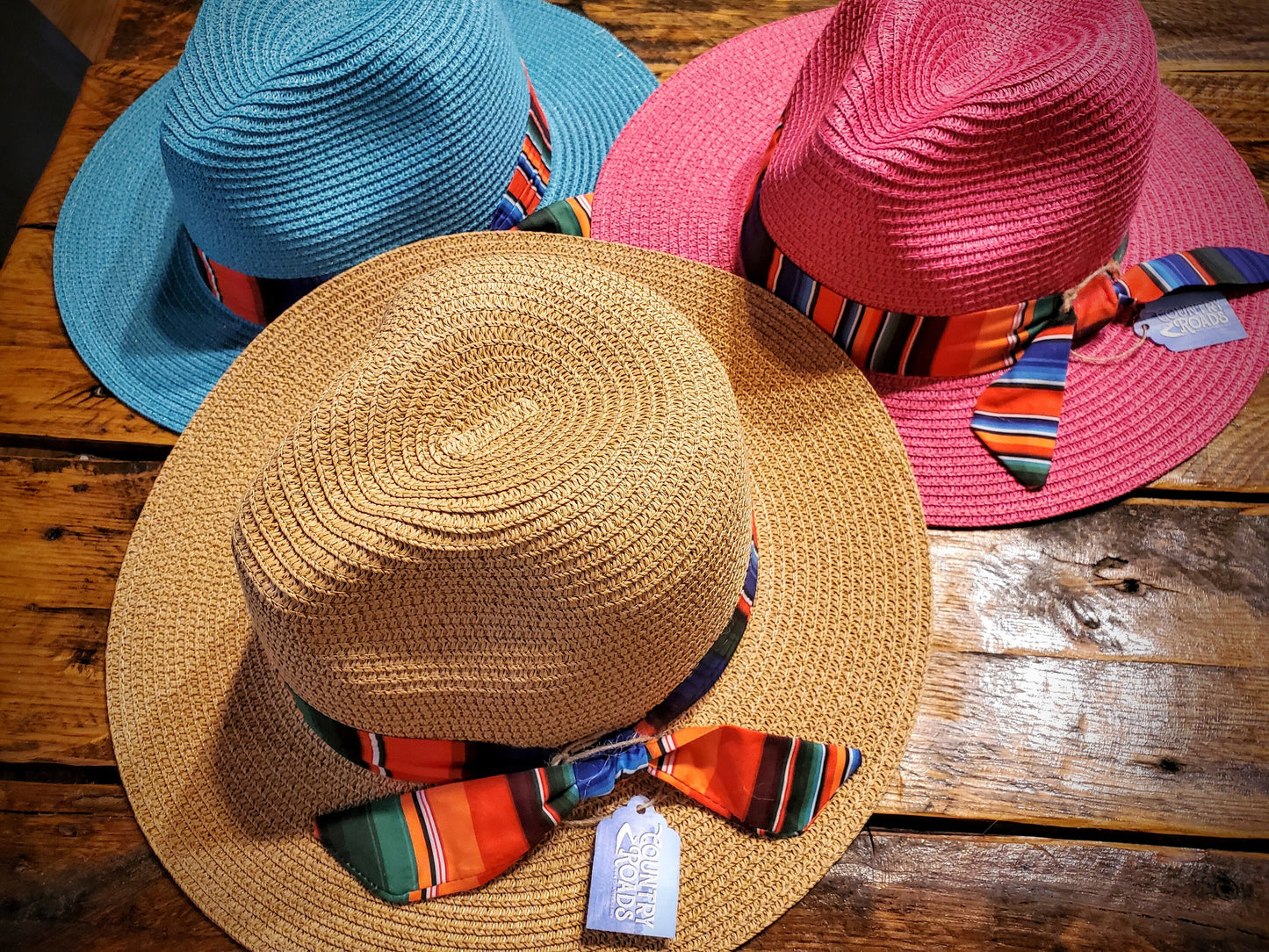 Western Serape Straw Sun Hats