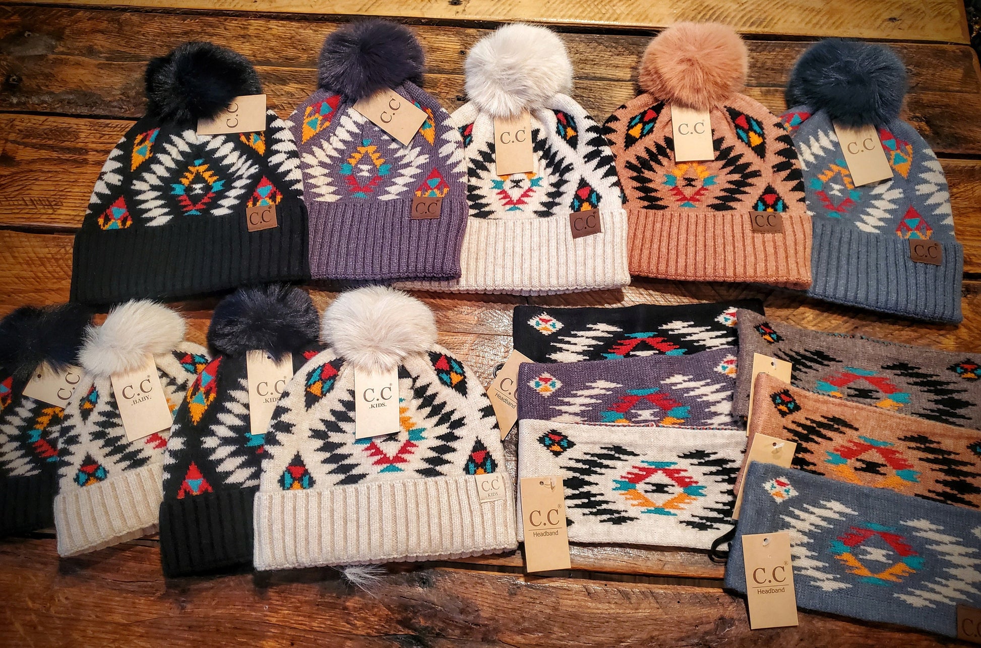 Genuine CC Aztec Beanies / Headbands / Ear Warmers - Youth & Adult Sizes - Great Gifts and Stocking Stuffers!